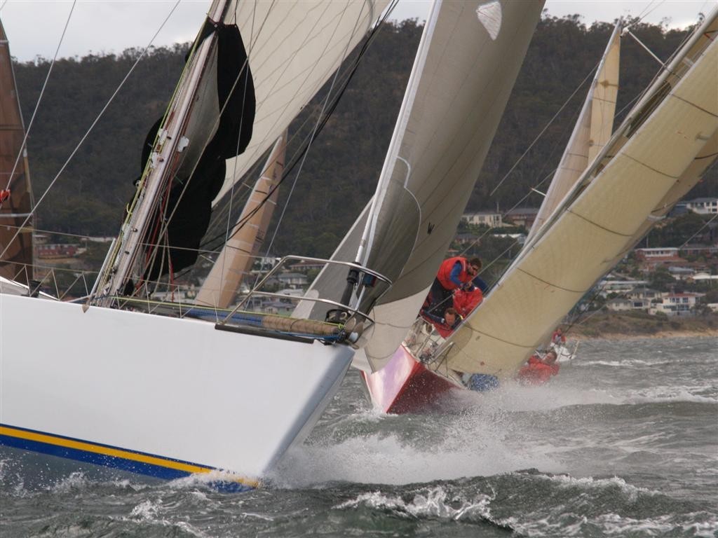 Stephen Keal’s Fish Frenzy under pressure at the mark. Bellerive Yacht Club’s Crown Series Regatta 2008 © Jane Austin
